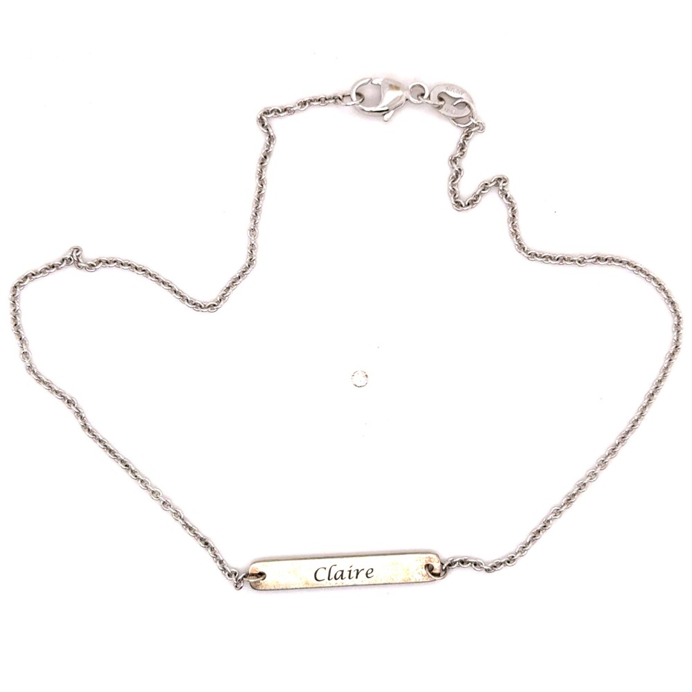 James Avery Sterling Silver Claire Nameplate Anklet 10 Inch Bar Chain